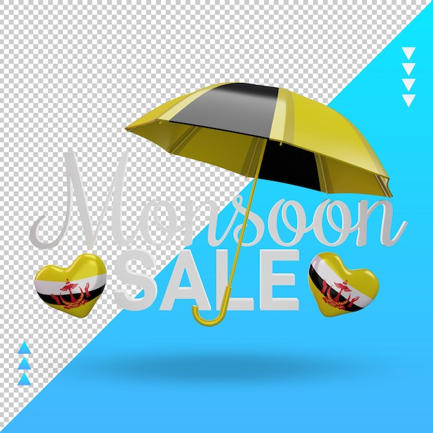 PSD 3d monsoon sale brunei darussalam flag rendering front view