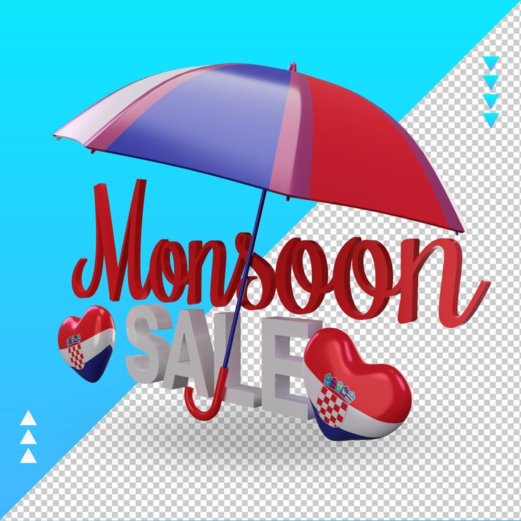 PSD 3d monsoon sale croatia flag rendering right view