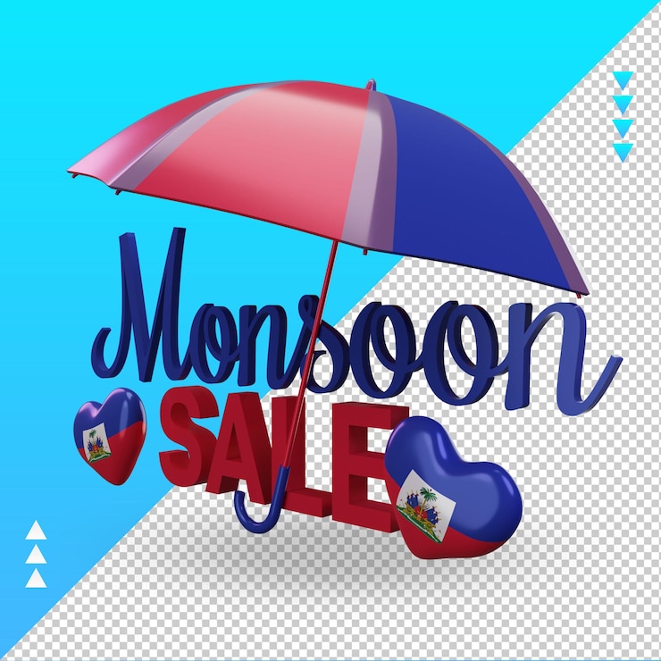 PSD 3d monsoon sale haiti flag rendering right view