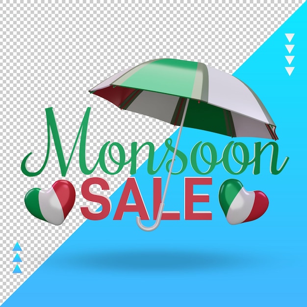 3d monsoon sale italy flag rendering front view