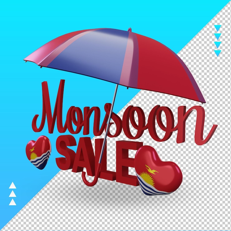 PSD 3d monsoon sale kiribati flag rendering right view