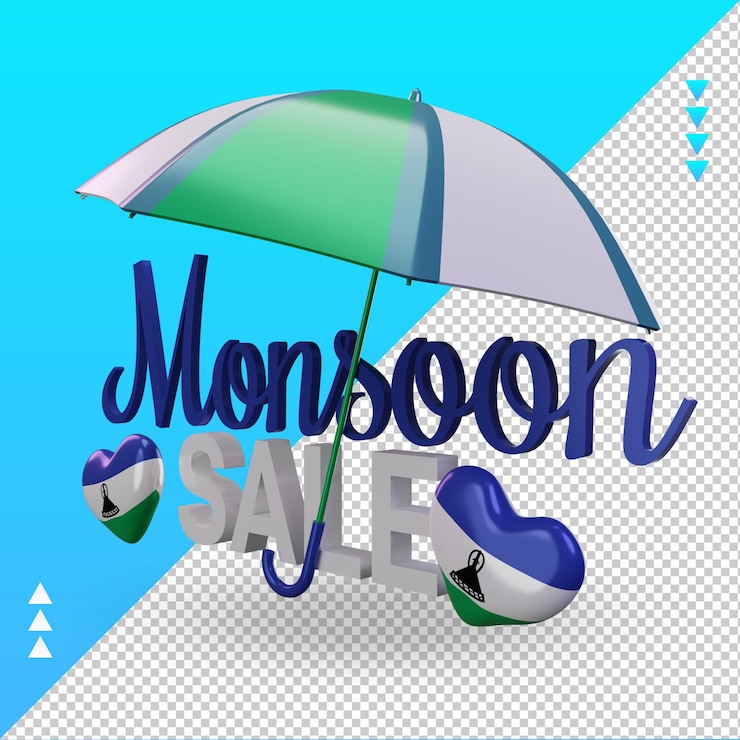 PSD 3d monsoon sale lesotho flag rendering right view