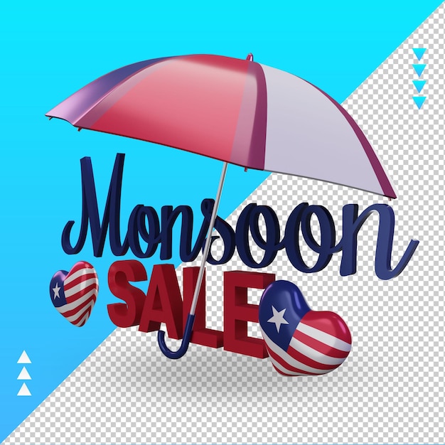 PSD 3d monsone vendita liberia bandiera rendering vista destra