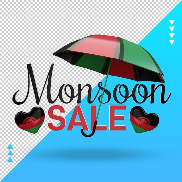 PSD 3d monsoon sale malawi flag rendering front view