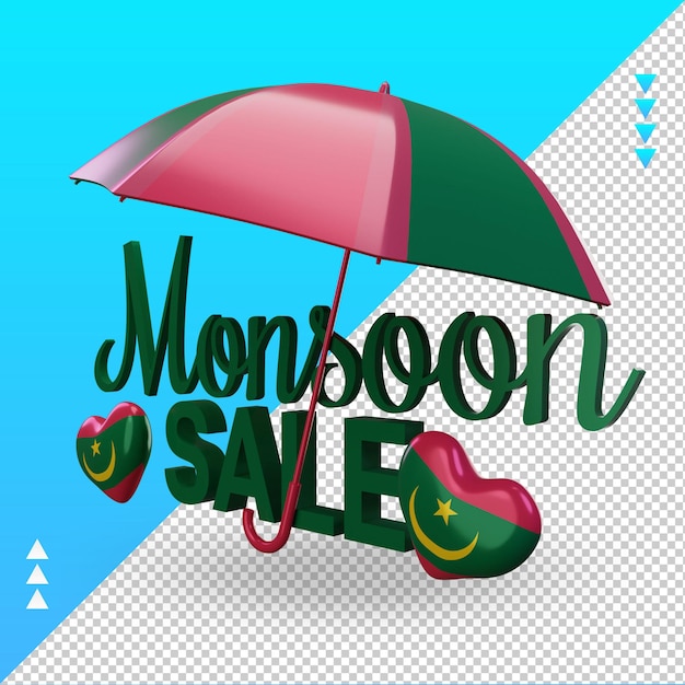 PSD 3d monsoon sale mauritania flag rendering right view