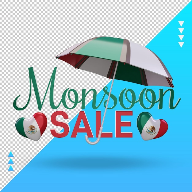 3d monsoon sale mexico flag rendering front view