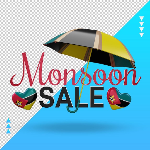 PSD 3d monsoon sale mozambique flag rendering front view