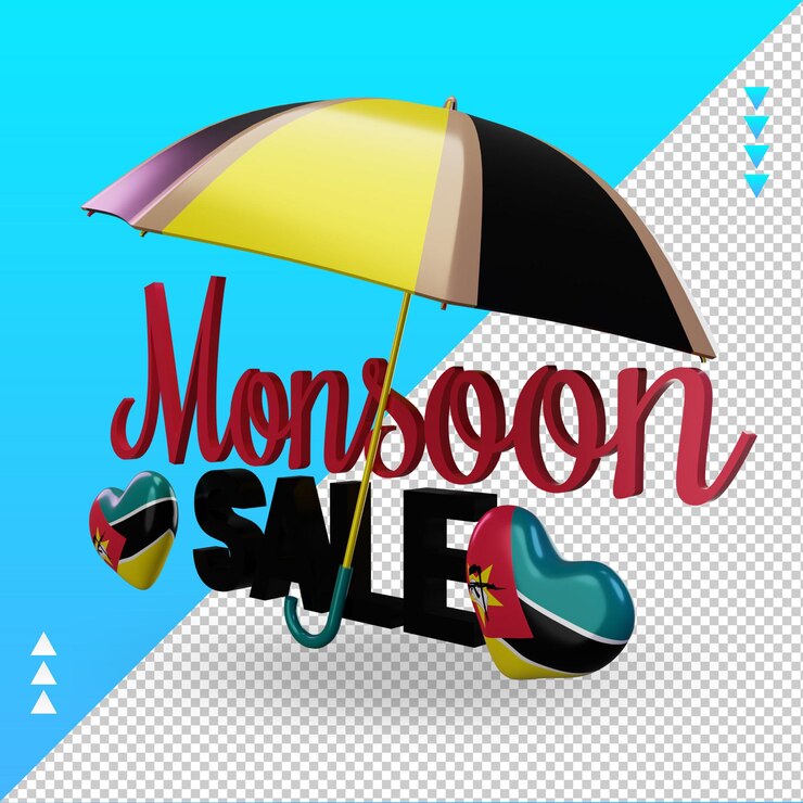 PSD 3d monsoon sale mozambique flag rendering right view