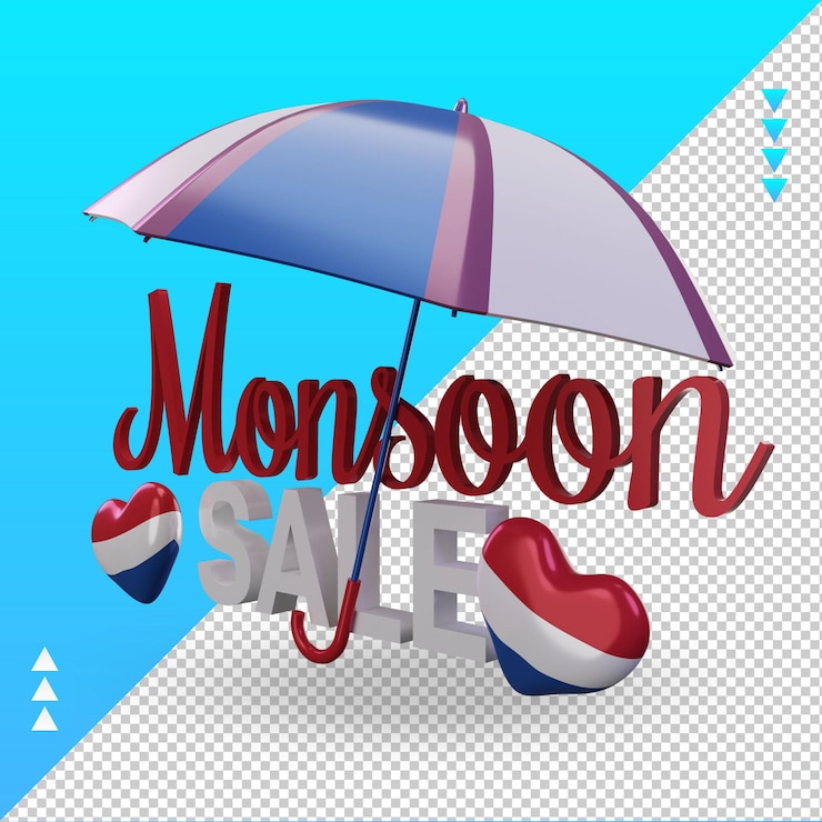PSD 3d monsoon sale netherlands flag rendering right view