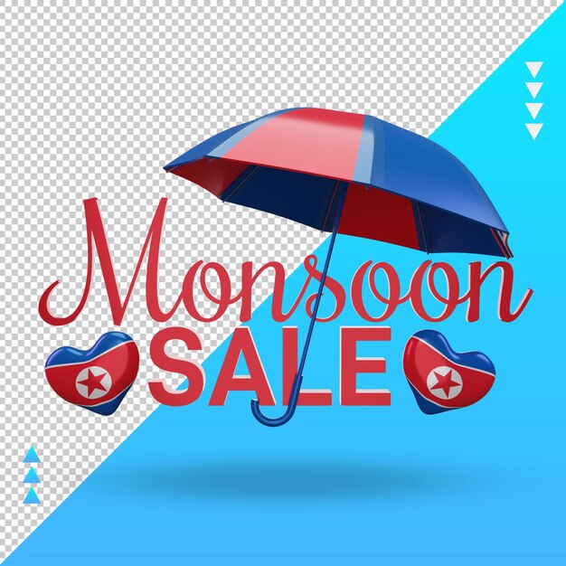 PSD 3d monsoon sale north korea flag rendering front view