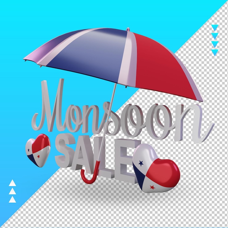 PSD 3d monsoon sale panama flag rendering right view