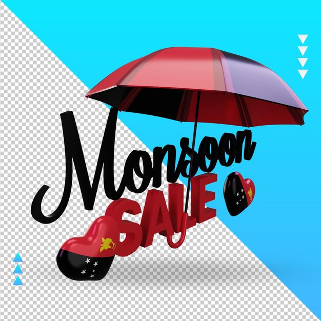 PSD 3d monsoon sale papua new guinea flag rendering left view