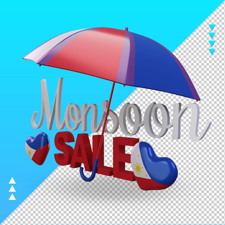 PSD 3d monsoon sale philippines flag rendering right view
