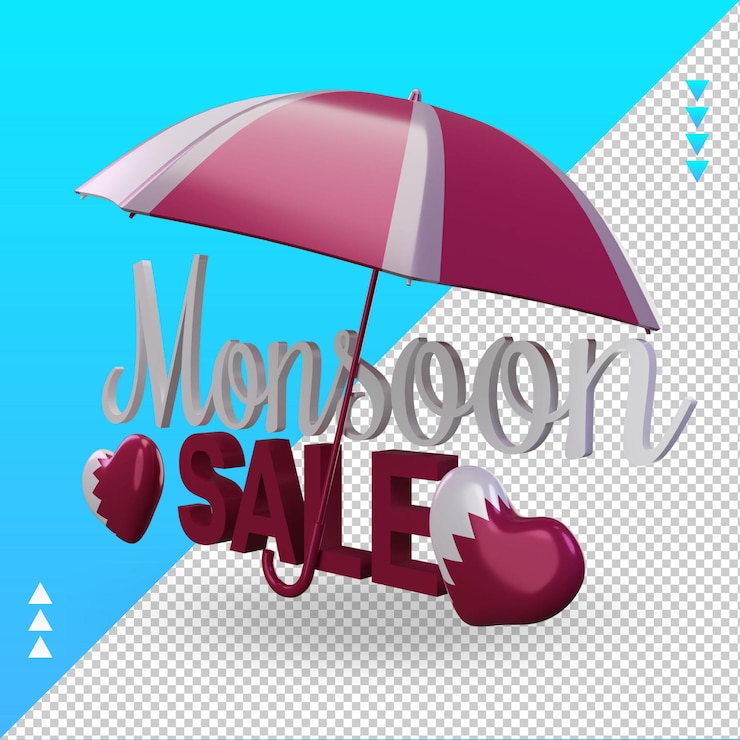 PSD 3d monsoon sale qatar flag rendering right view
