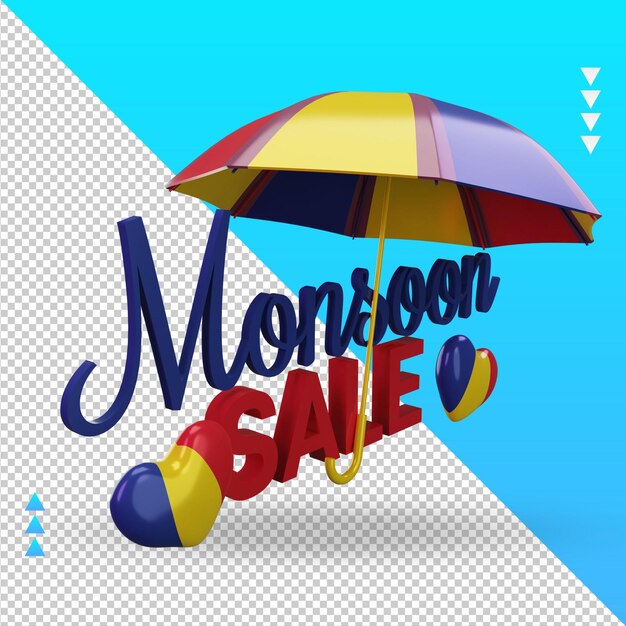 3d monsoon sale romania flag rendering left view