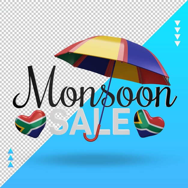 PSD 3d monsone vendita sud africa bandiera rendering vista frontale
