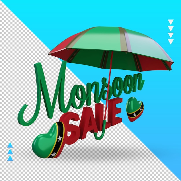 3d monsoon sale st kitts and nevis flag rendering left view