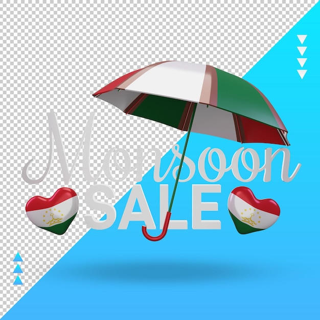 3d monsoon sale Tajikistan flag rendering front view