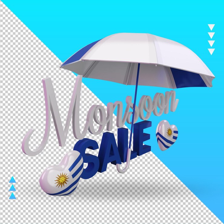 PSD 3d monsoon sale uruguay flag rendering left view