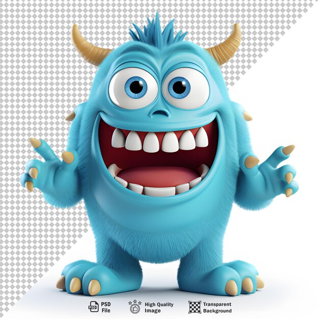 PSD 3d monster character avatar on transparent background