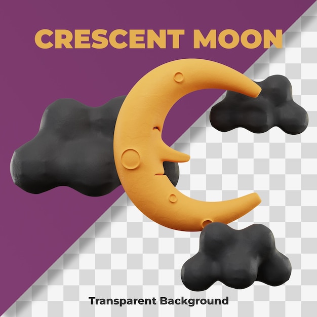 3d Moon Icon Halloween Illustration