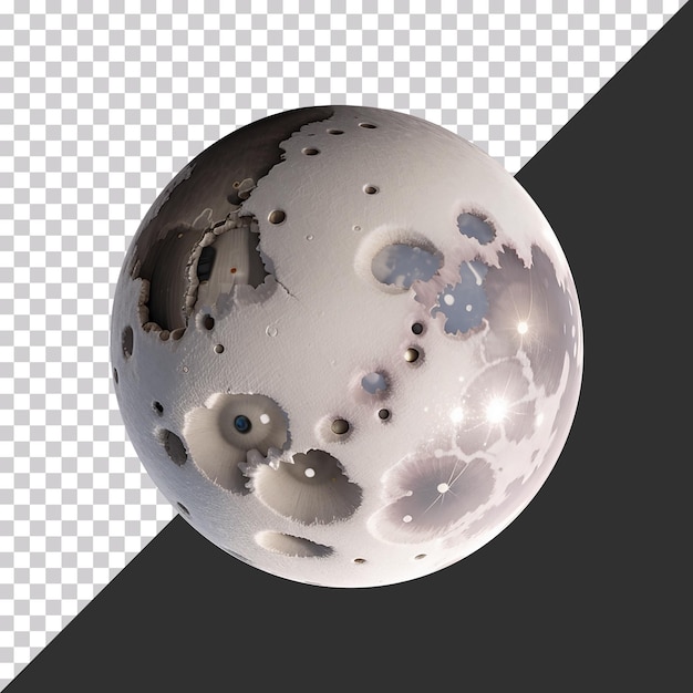 PSD 3d луна изолирована на прозрачном фоне в стиле мультфильма