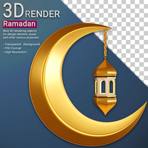 3d лунный фонарь иллюстрация рамадан прозрачный фон