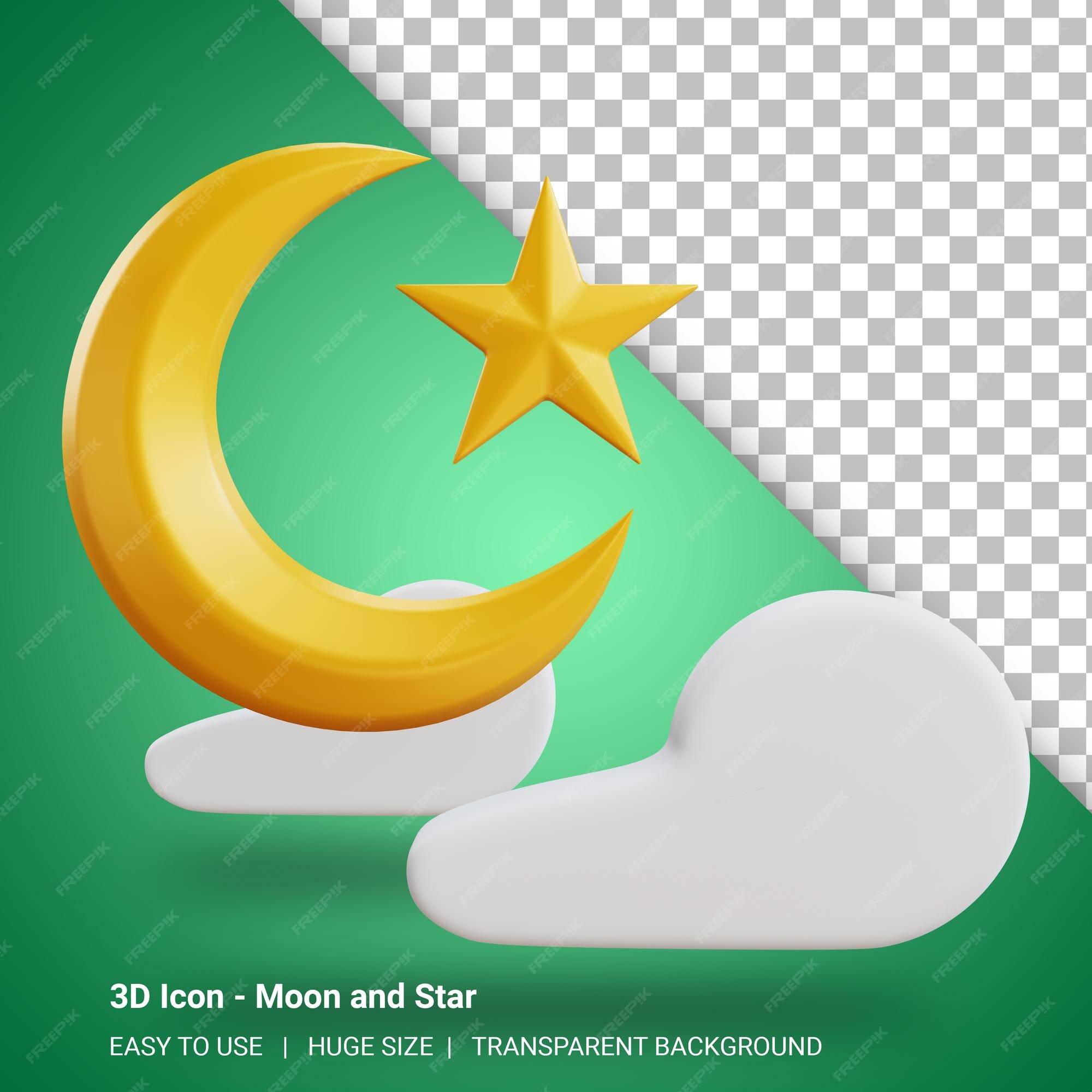 Premium PSD | 3d moon and star illustration with transparent background