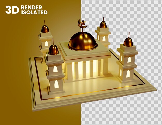 고립 된 램프 빛 아이콘으로 밤에 3d 모스크