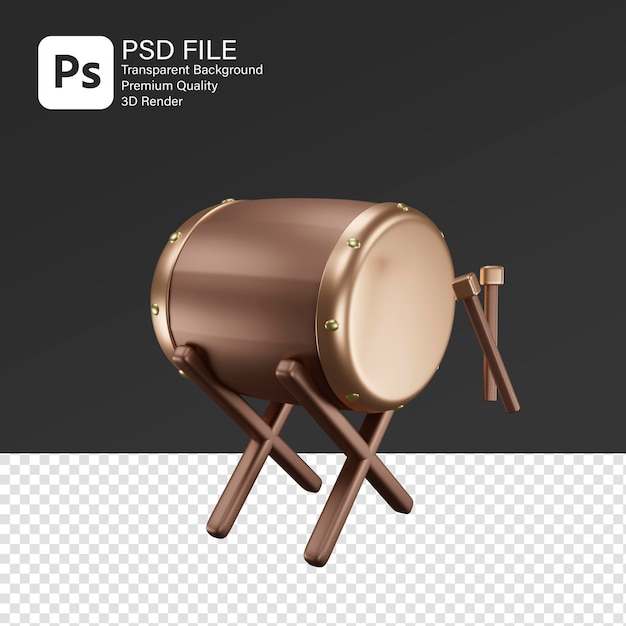 PSD 3d mosque drum bedug for social media post 3d rendering