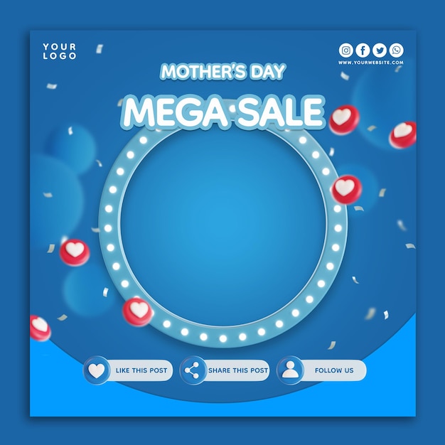 3d mother's day sale banner template 3d rendering