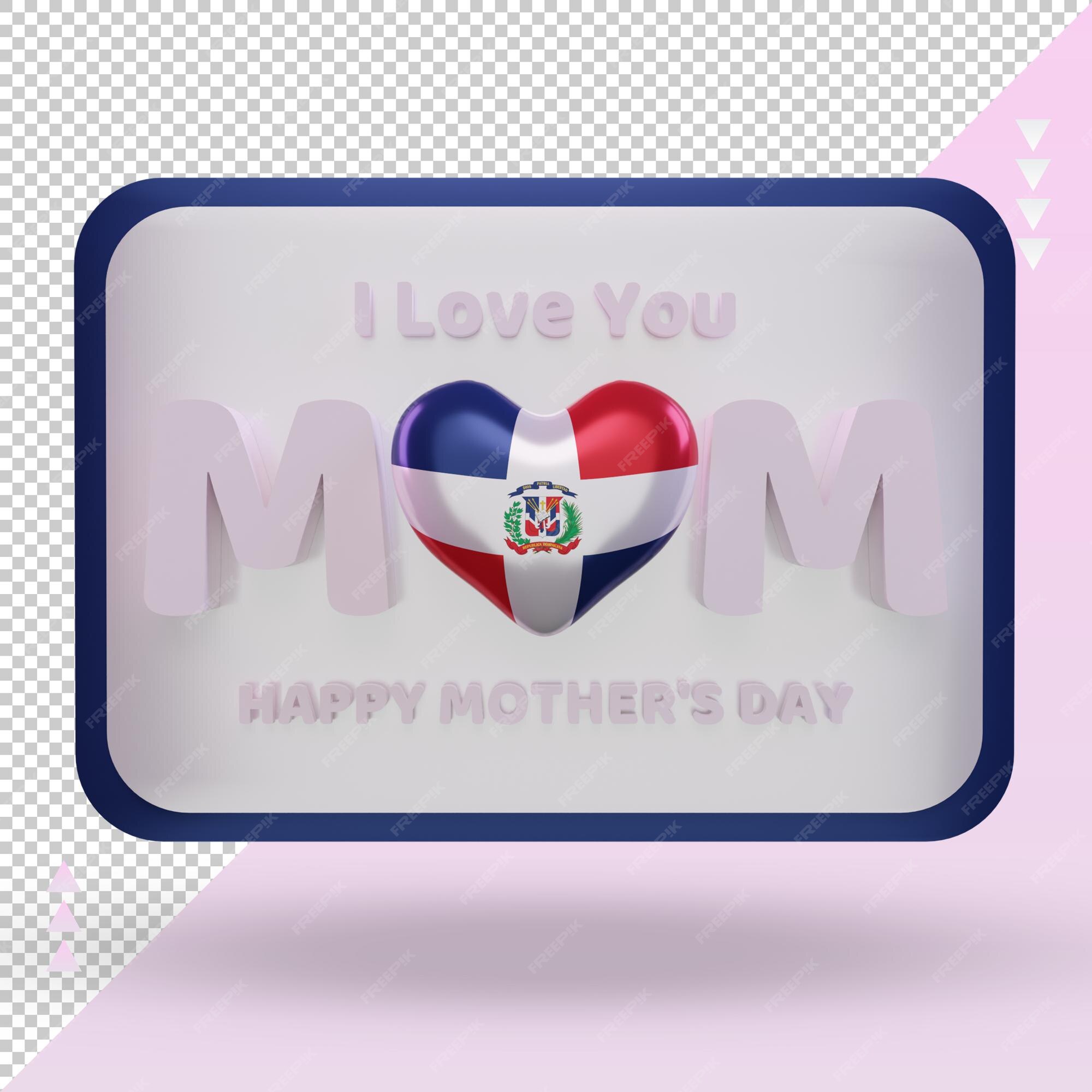 Premium PSD 3d mothers day dominican republic flag rendering front view