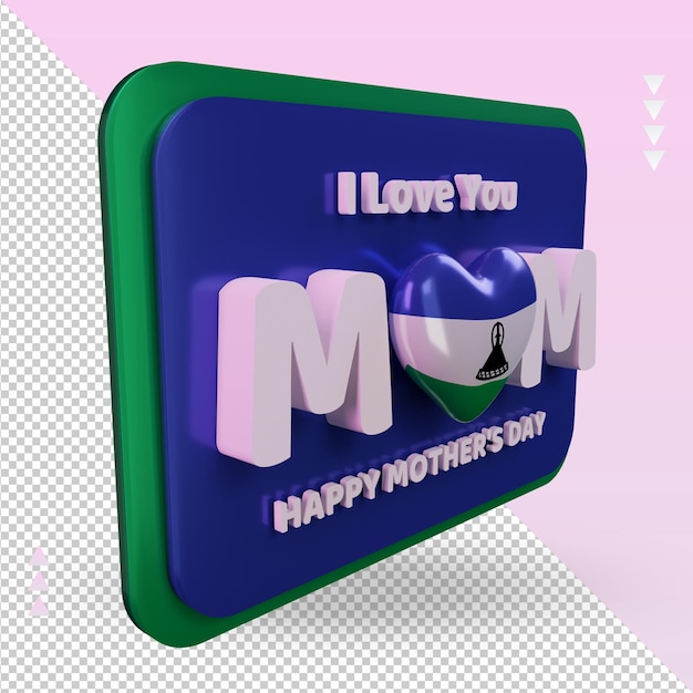 3d mothers day lesotho flag rendering left view