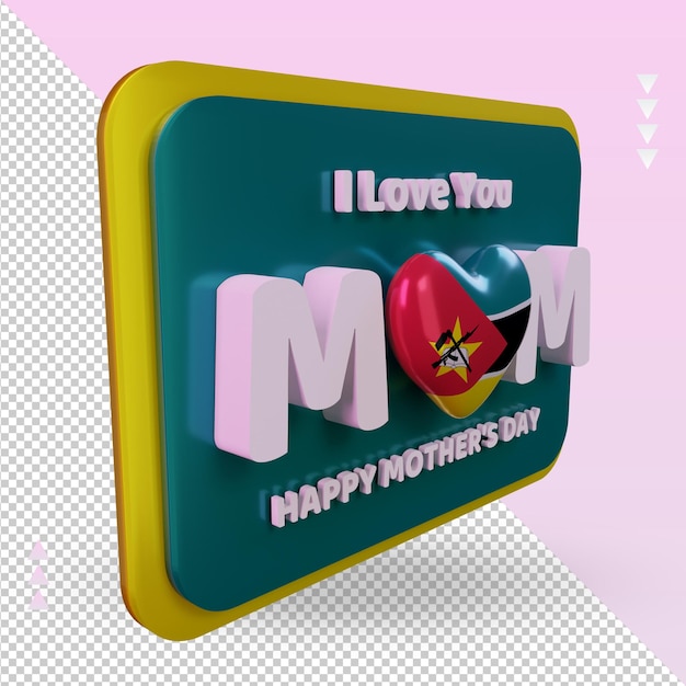 3d mothers day mozambique flag rendering left view