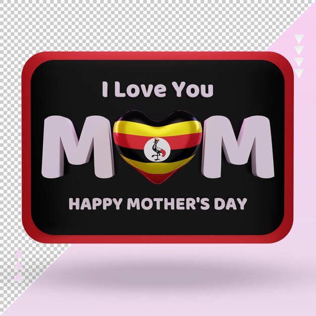 3d mothers day uganda flag rendering front view