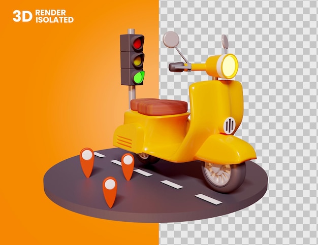 3D-motor vespa pictogram geïsoleerd