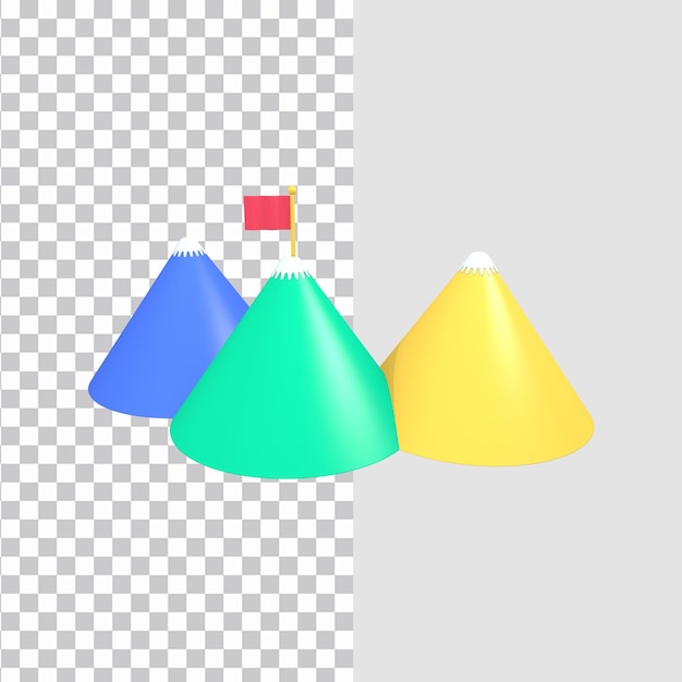 3d mountain set icon concept