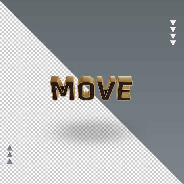 PSD 3d move black gold icon rendering top view