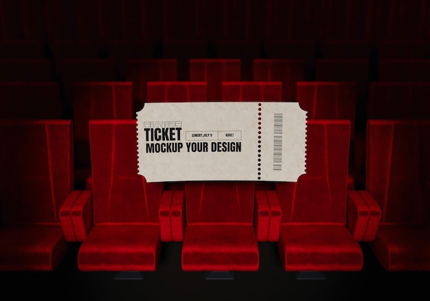 3d movie theater ticket psd mockup