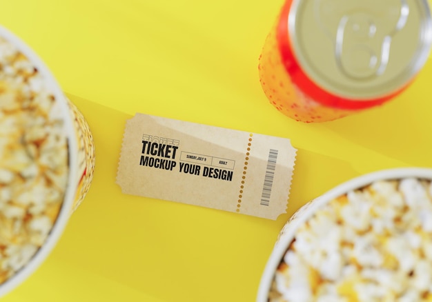 PSD 3d movie theater ticket psd mockup