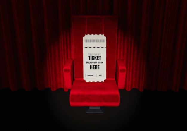 3d movie theater ticket psd mockup