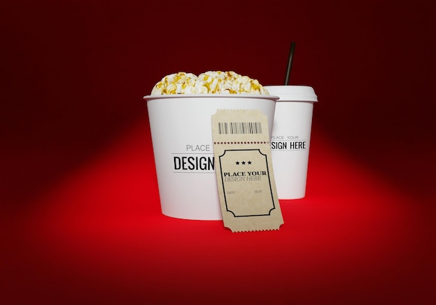 PSD 3d movie theater ticket psd mockup