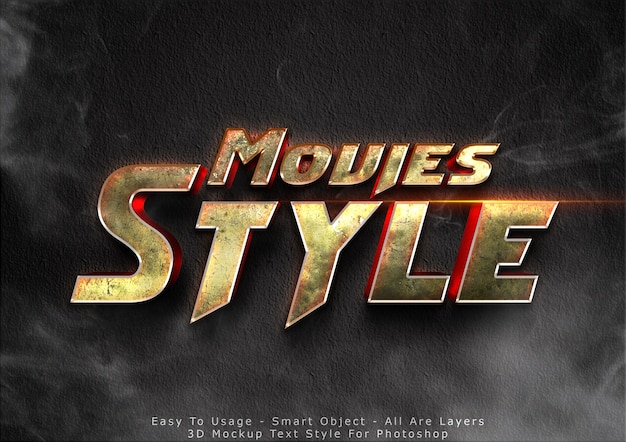 PSD 3d movies mockup text style effect