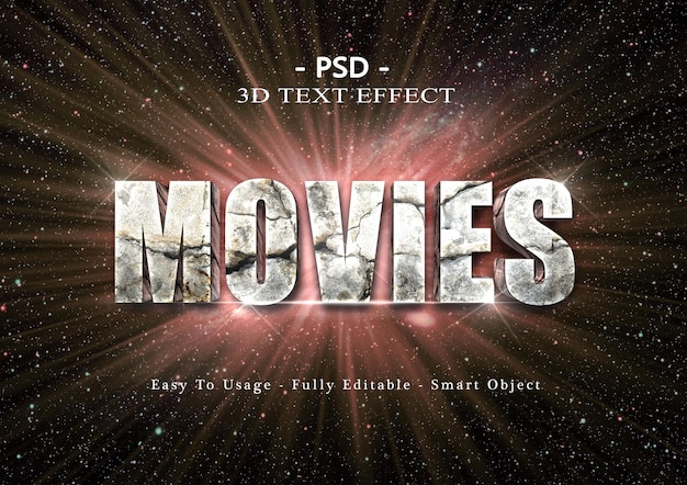 3d movies text style effect