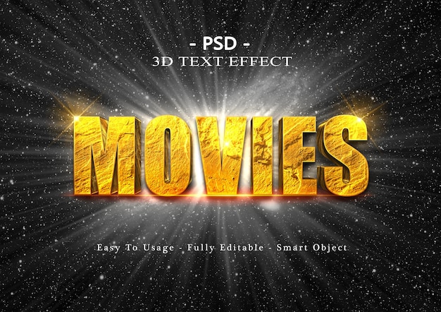 3d movies text style effect