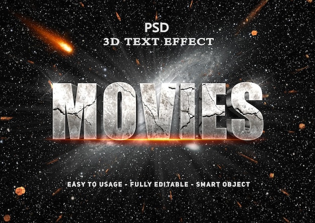 Premium Psd 3d Movies Text Style Effect