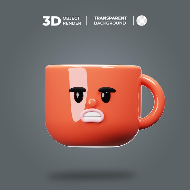 PSD 3d mug karakter ongelukkig