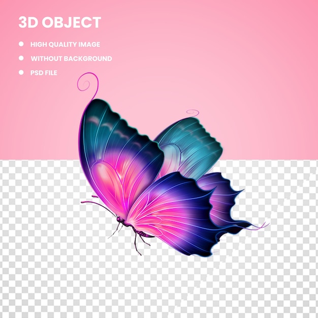 3d farfalla multicolore