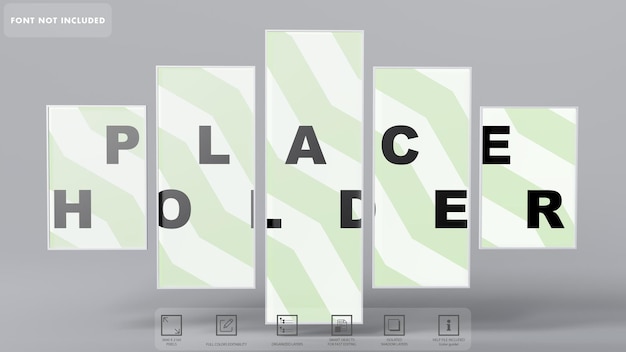3d multiframes mockup rendering isolated