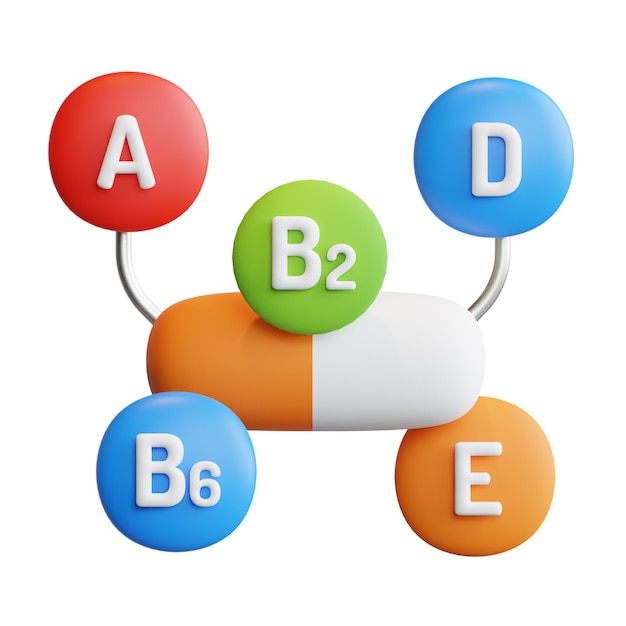 3D Multivitamin Medical concept transparent high quality render illustration